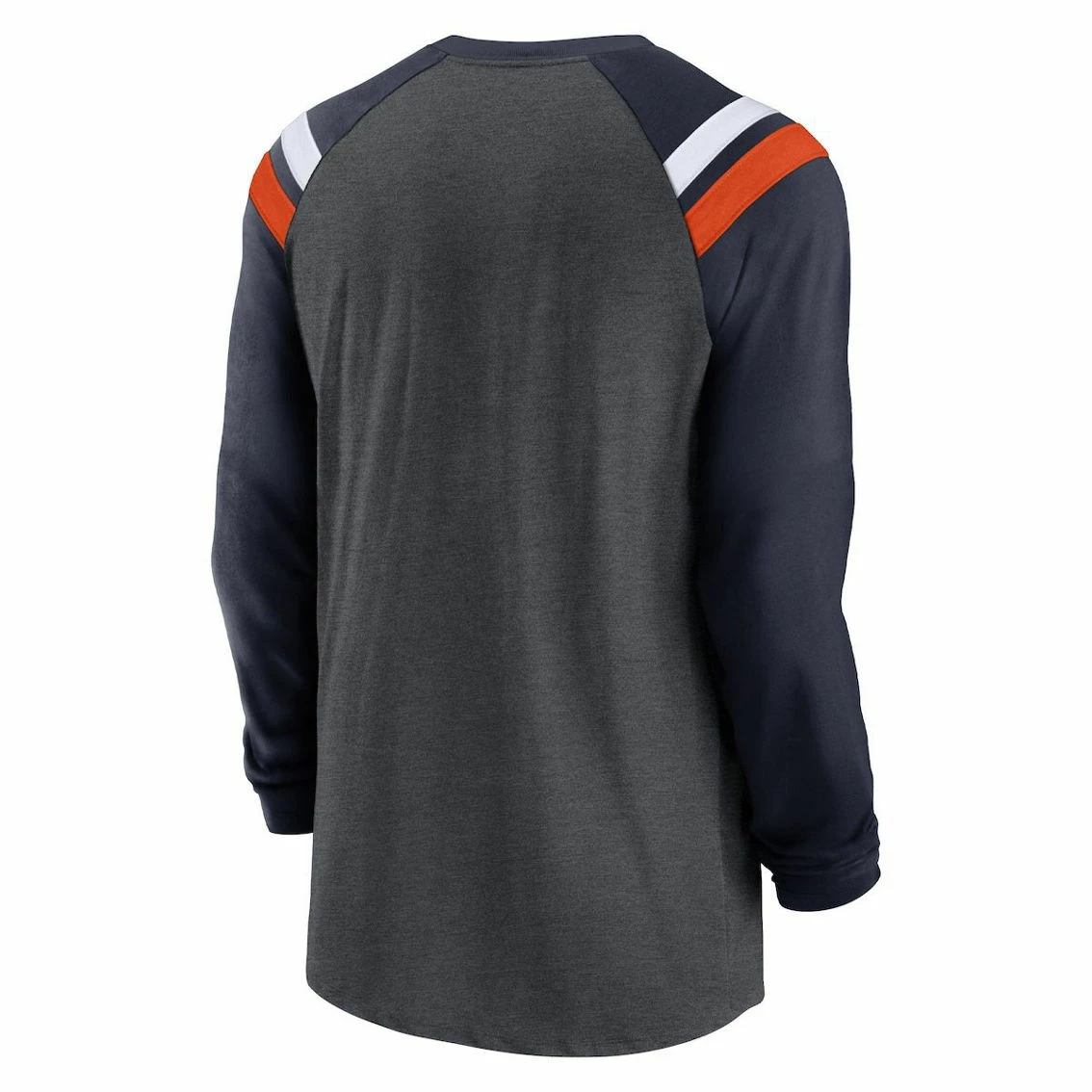 Nike Men's Heathered Charcoal/Navy Chicago Bears Tri-Blend Raglan Athletic Long Sleeve Fashion T-Shirt 6 Nike Men's Heathered Charcoal/Navy Chicago Bears Tri-Blend Raglan Athletic Long Sleeve Fashion T-Shirt - Image 4