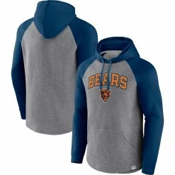 Fanatics Branded Men's Heathered Gray/Navy Chicago Bears By Design Raglan Pullover Hoodie