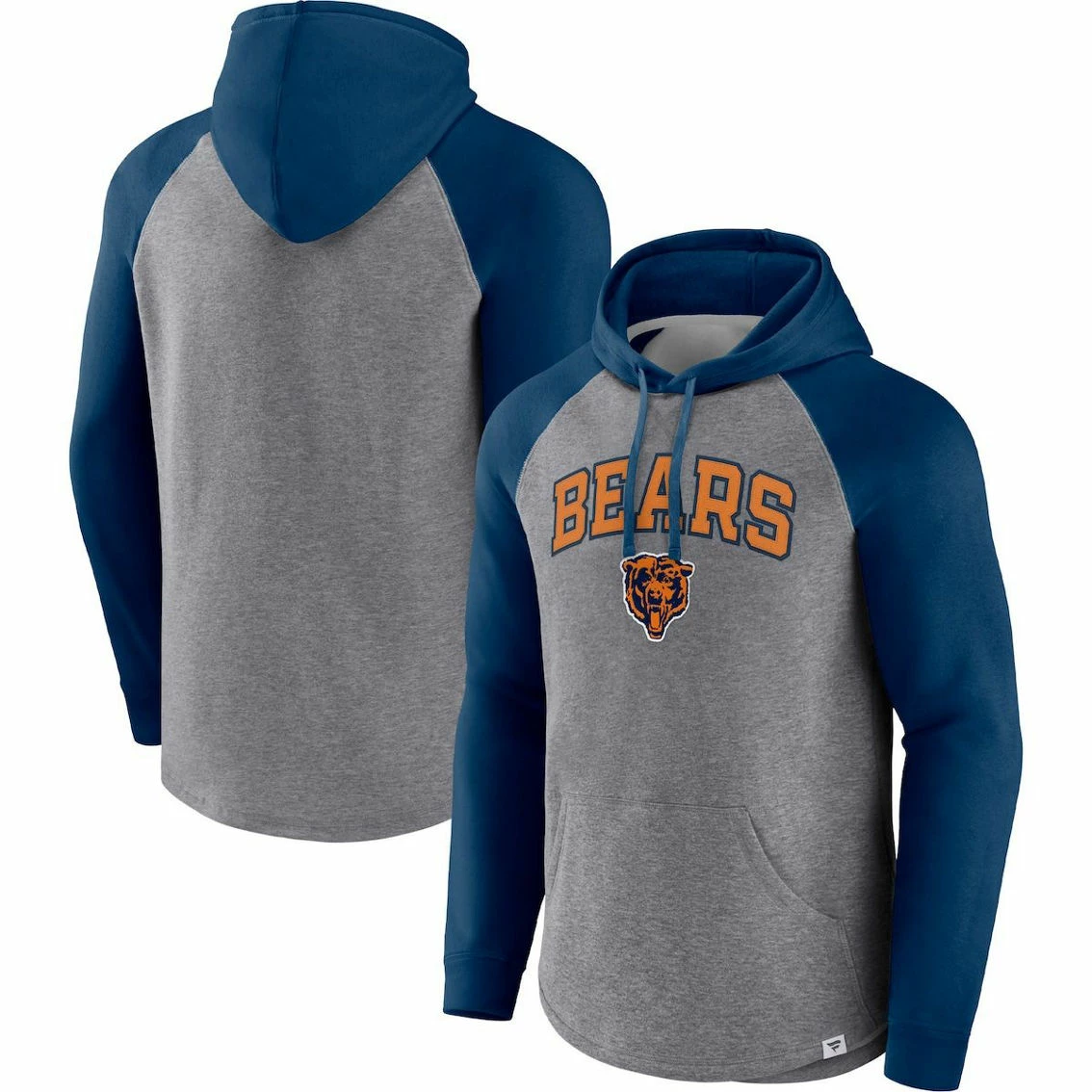 Fanatics Branded Men's Heathered Gray/Navy Chicago Bears By Design Raglan Pullover Hoodie 4 Fanatics Branded Men's Heathered Gray/Navy Chicago Bears By Design Raglan Pullover Hoodie - Image 2