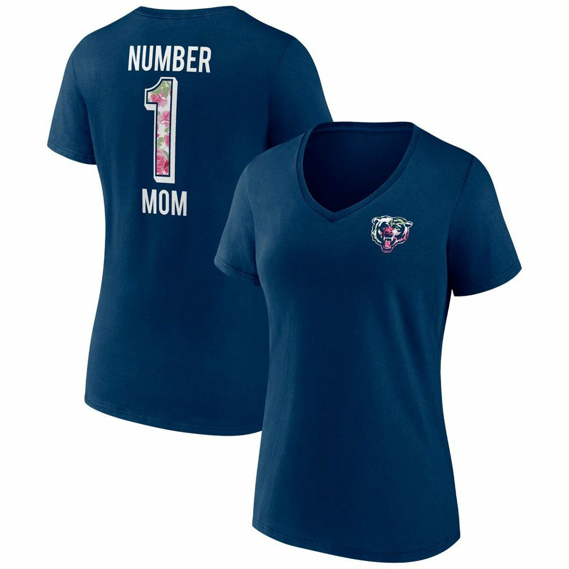 Fanatics Branded Women's Navy Chicago Bears Plus Size Mother's Day #1 Mom V-Neck T-Shirt 4 Fanatics Branded Women's Navy Chicago Bears Plus Size Mother's Day #1 Mom V-Neck T-Shirt - Image 2