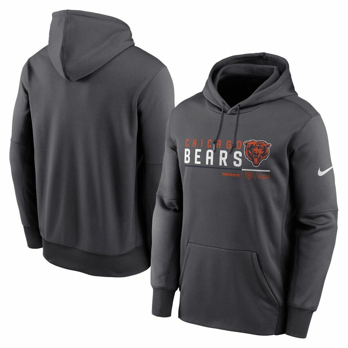 Men's Nike Anthracite Chicago Bears Prime Logo Name Split Pullover Hoodie 4 Men's Nike Anthracite Chicago Bears Prime Logo Name Split Pullover Hoodie - Image 2