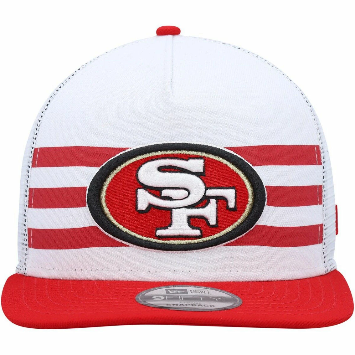 New Era Men's White/Scarlet San Francisco 49ers Jersey Stripe 9FIFTY Snapback Hat 5 New Era Men's White/Scarlet San Francisco 49ers Jersey Stripe 9FIFTY Snapback Hat - Image 3
