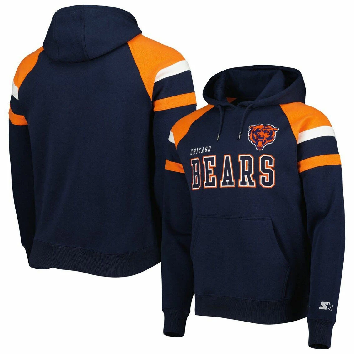 Starter Men's Navy Chicago Bears Draft Fleece Raglan Pullover Hoodie 3 Starter Men's Navy Chicago Bears Draft Fleece Raglan Pullover Hoodie