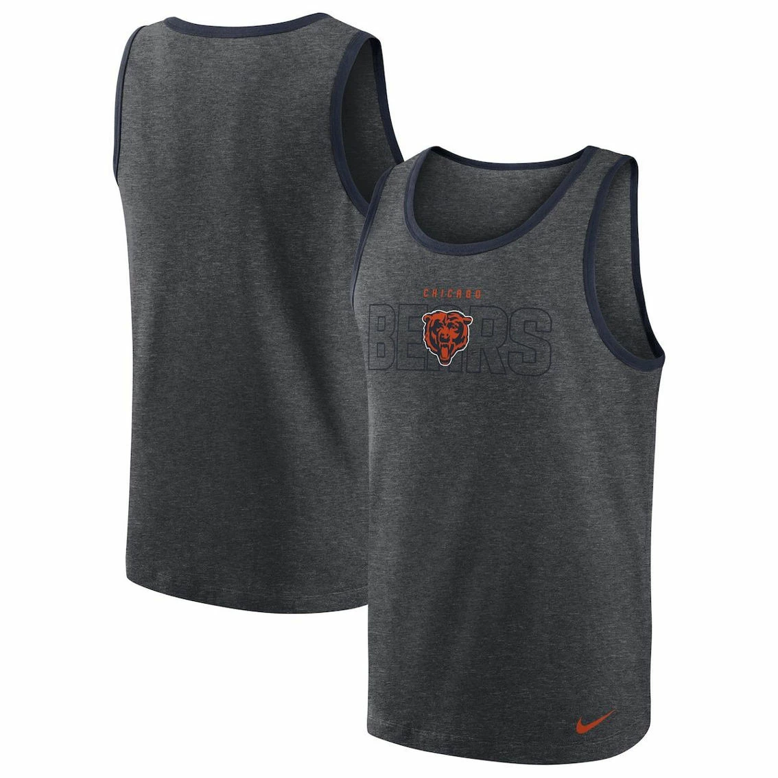 Nike Men's Heathered Charcoal Chicago Bears Tri-Blend Tank Top 4 Nike Men's Heathered Charcoal Chicago Bears Tri-Blend Tank Top - Image 2