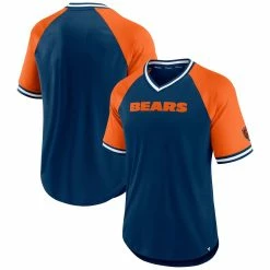 Fanatics Branded Men's Navy/Orange Chicago Bears Second Wind Raglan V-Neck T-Shirt