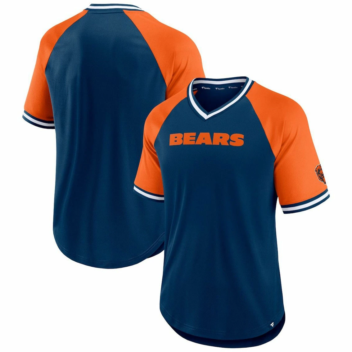 Fanatics Branded Men's Navy/Orange Chicago Bears Second Wind Raglan V-Neck T-Shirt 4 Fanatics Branded Men's Navy/Orange Chicago Bears Second Wind Raglan V-Neck T-Shirt - Image 2