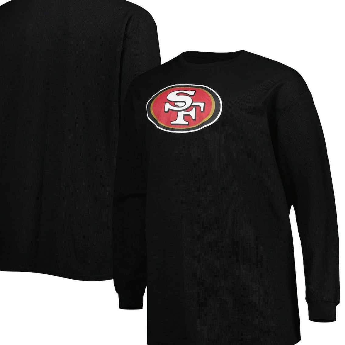 Profile Men's Black San Francisco 49ers Big & Tall Waffle-Knit Thermal Long Sleeve T-Shirt 3 Profile Men's Black San Francisco 49ers Big & Tall Waffle-Knit Thermal Long Sleeve T-Shirt