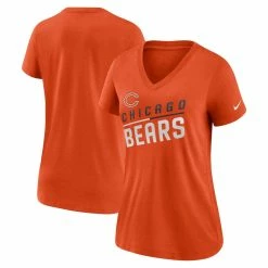 Nike Women's Orange Chicago Bears Slant Logo Tri-Blend V-Neck T-Shirt