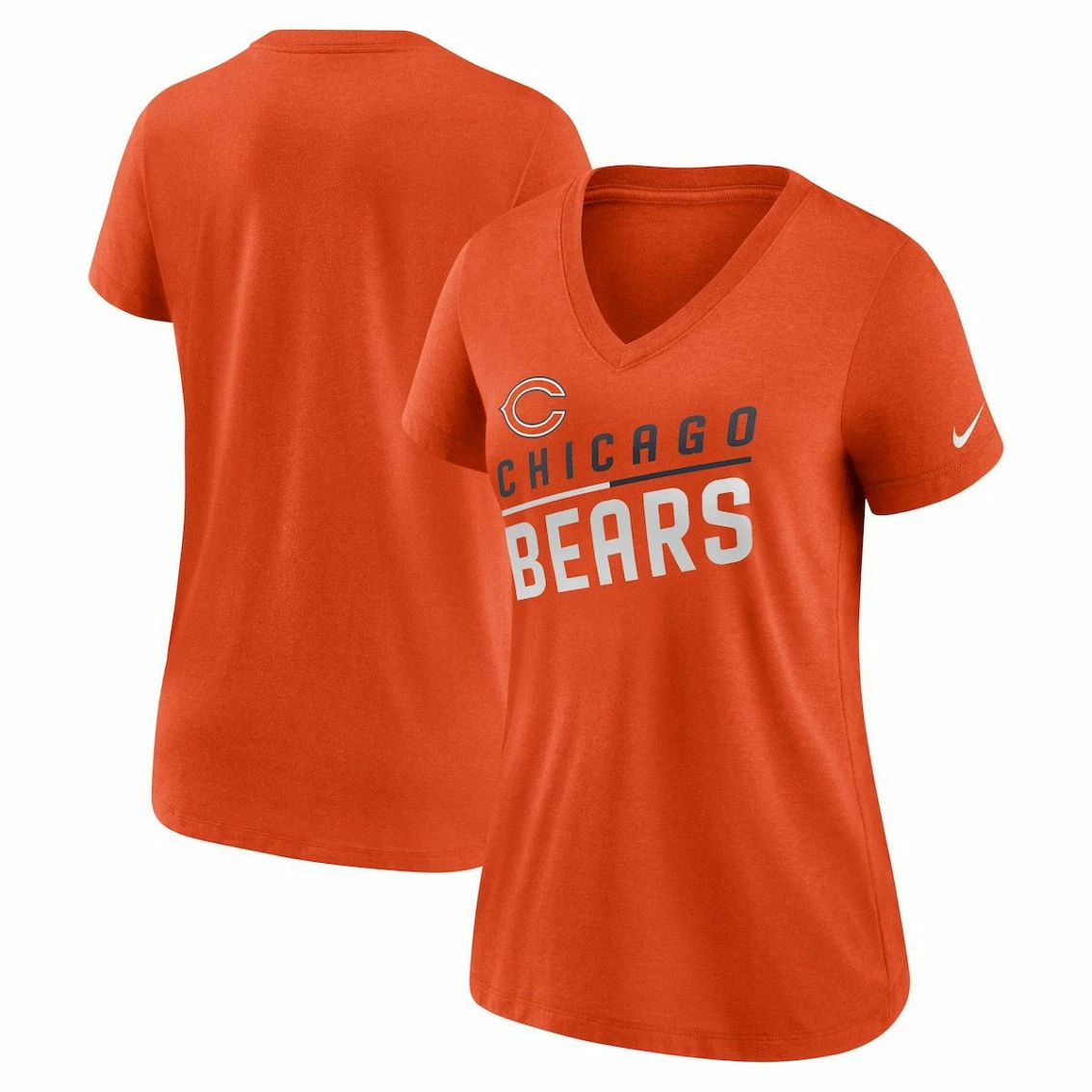 Nike Women's Orange Chicago Bears Slant Logo Tri-Blend V-Neck T-Shirt 3 Nike Women's Orange Chicago Bears Slant Logo Tri-Blend V-Neck T-Shirt