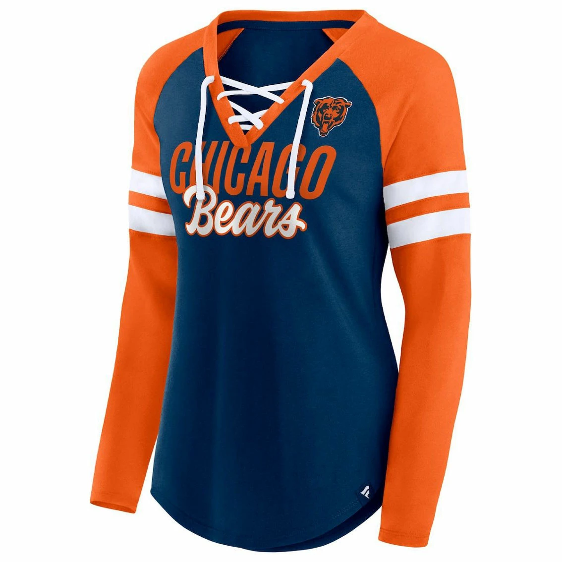 Women's Fanatics Branded Navy/Orange Chicago Bears True To Form Raglan Lace-Up V-Neck Long Sleeve T-Shirt 5 Women's Fanatics Branded Navy/Orange Chicago Bears True To Form Raglan Lace-Up V-Neck Long Sleeve T-Shirt - Image 3