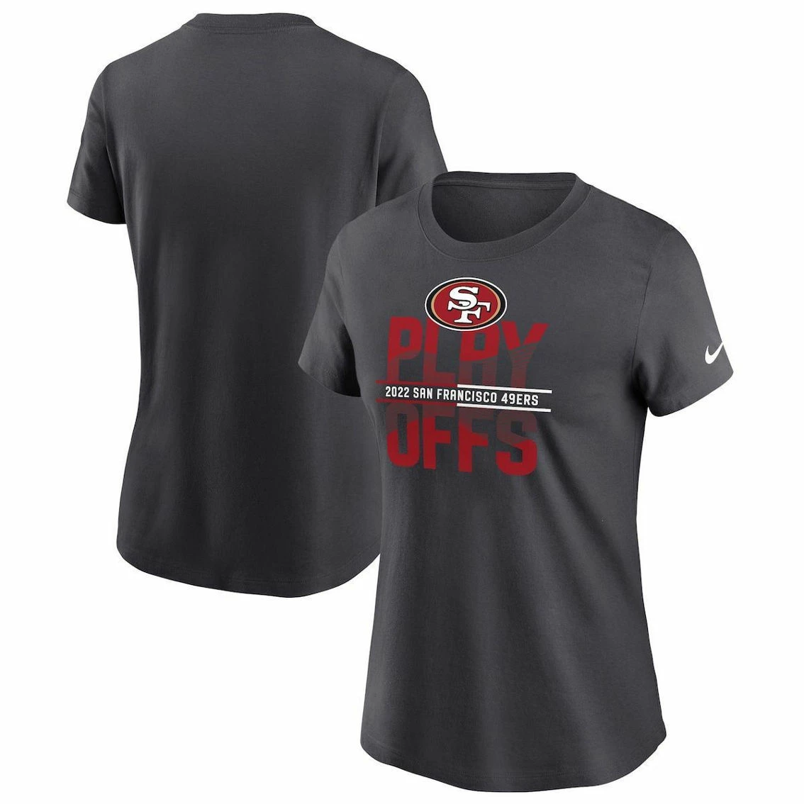 Nike Women's Anthracite San Francisco 49ers 2022 NFL Playoffs Iconic T-Shirt 3 Nike Women's Anthracite San Francisco 49ers 2022 NFL Playoffs Iconic T-Shirt