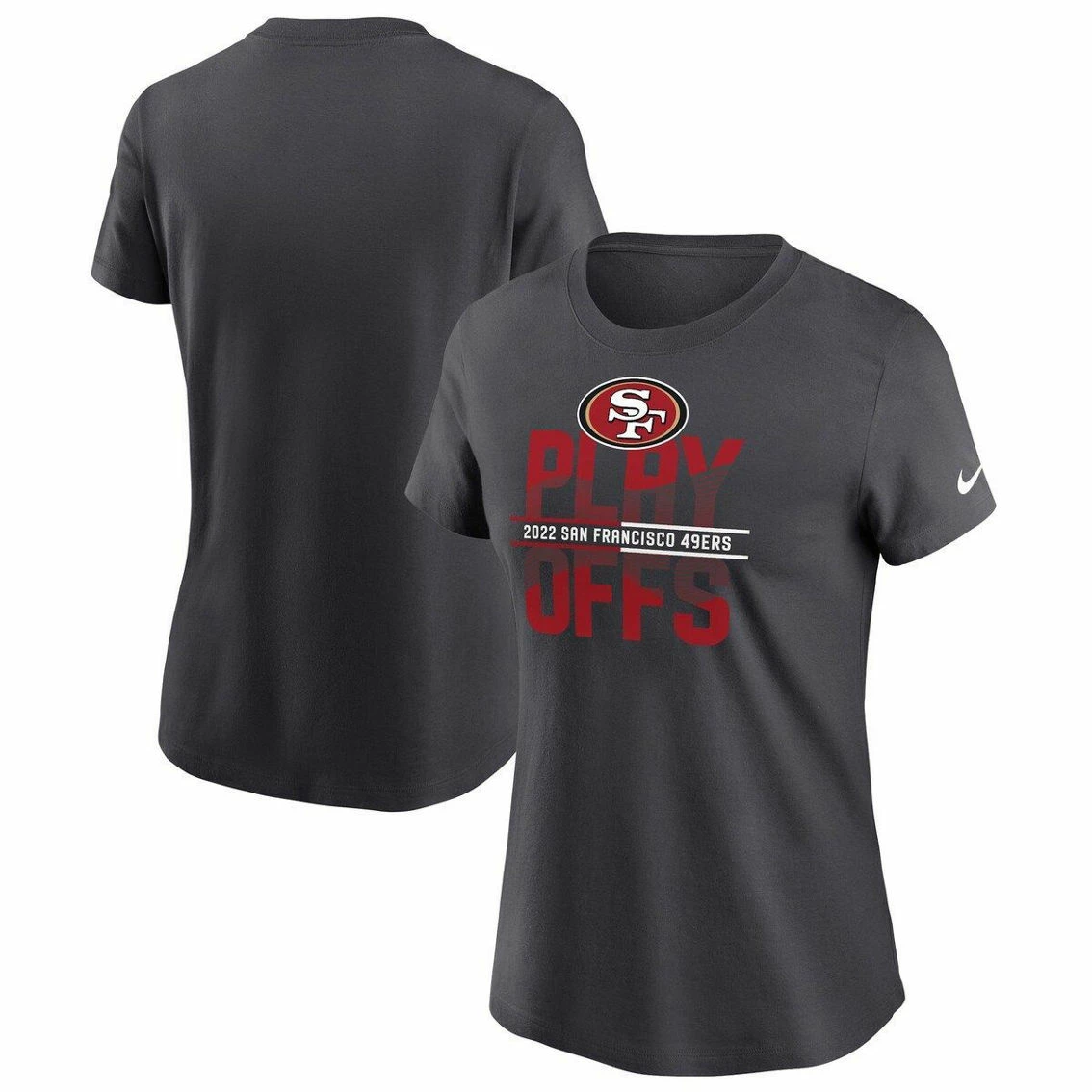 Nike Women's Anthracite San Francisco 49ers 2022 NFL Playoffs Iconic T-Shirt 4 Nike Women's Anthracite San Francisco 49ers 2022 NFL Playoffs Iconic T-Shirt - Image 2