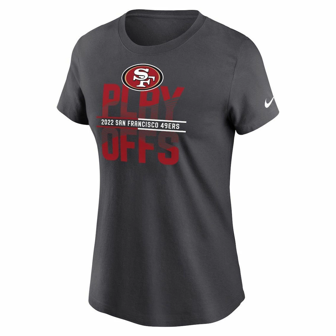 Nike Women's Anthracite San Francisco 49ers 2022 NFL Playoffs Iconic T-Shirt 5 Nike Women's Anthracite San Francisco 49ers 2022 NFL Playoffs Iconic T-Shirt - Image 3