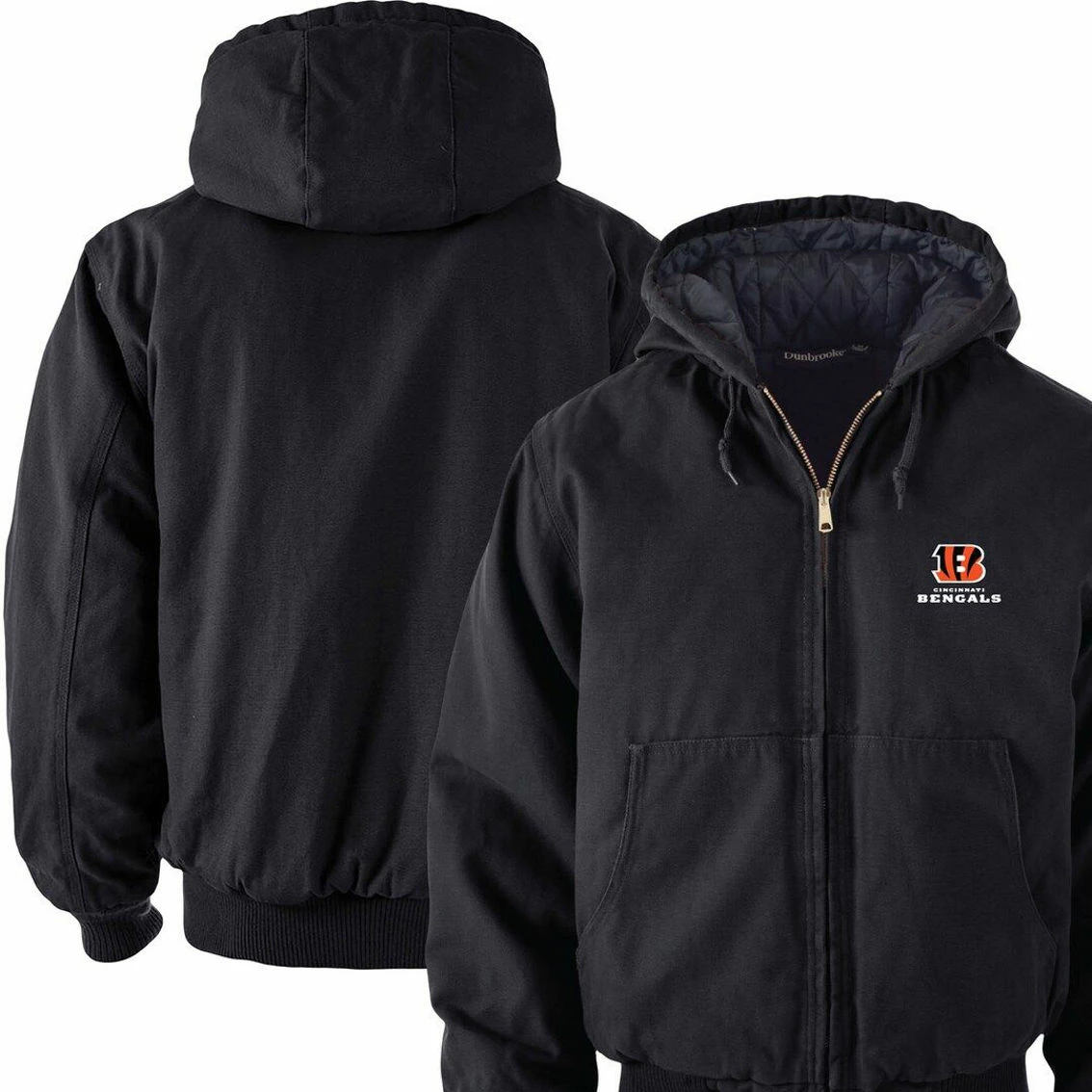 Dunbrooke Men's Black Cincinnati Bengals Big & Tall Dakota Canvas Hoodie Full-Zip Jacket 4 Dunbrooke Men's Black Cincinnati Bengals Big & Tall Dakota Canvas Hoodie Full-Zip Jacket - Image 2