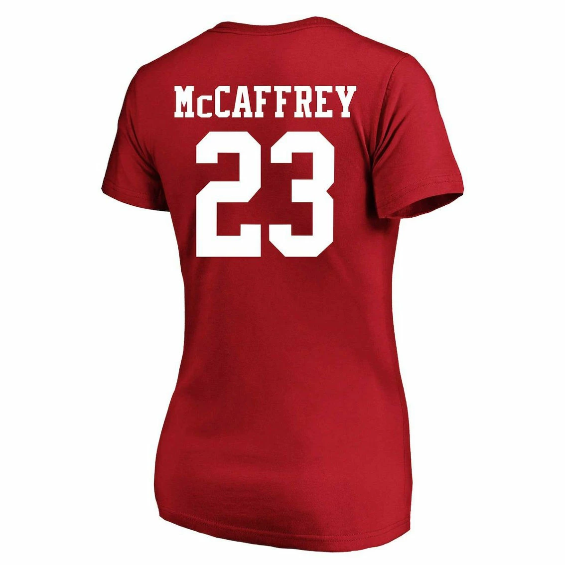 Fanatics Branded Women's Christian McCaffrey Scarlet San Francisco 49ers Plus Size Player Name & Number V-Neck T-Shirt 6 Fanatics Branded Women's Christian McCaffrey Scarlet San Francisco 49ers Plus Size Player Name & Number V-Neck T-Shirt - Image 4