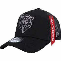 New Era X Alpha Industries Men's X Alpha Industries Black Chicago Bears A-Frame 9FORTY Trucker Snapback Hat