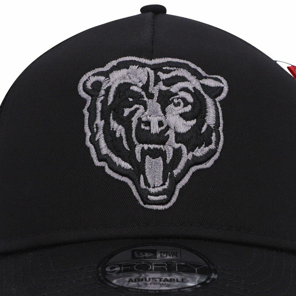 New Era X Alpha Industries Men's X Alpha Industries Black Chicago Bears A-Frame 9FORTY Trucker Snapback Hat 5 New Era X Alpha Industries Men's X Alpha Industries Black Chicago Bears A-Frame 9FORTY Trucker Snapback Hat - Image 3