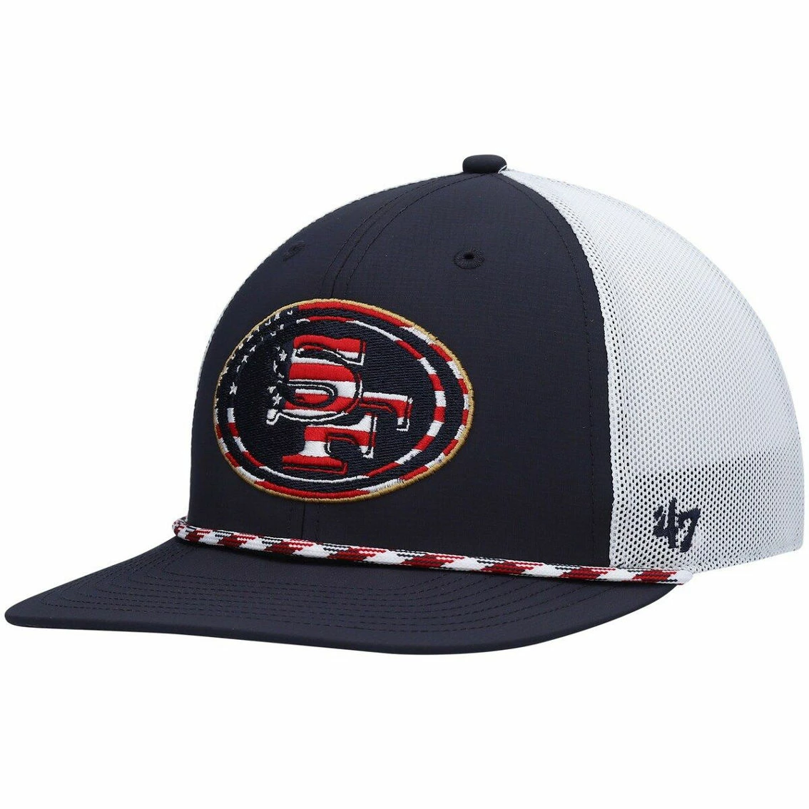 '47 Men's Navy/White San Francisco 49ers Flag Fill Trucker Adjustable Hat 4 '47 Men's Navy/White San Francisco 49ers Flag Fill Trucker Adjustable Hat - Image 2