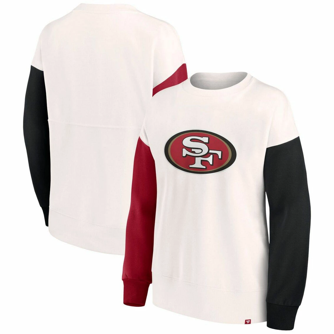 Fanatics Branded Women's White San Francisco 49ers Colorblock Primary Logo Pullover Sweatshirt 3 Fanatics Branded Women's White San Francisco 49ers Colorblock Primary Logo Pullover Sweatshirt - Image 2