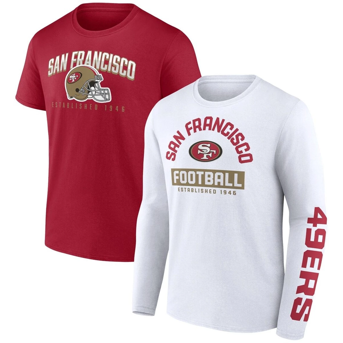 Fanatics Branded Men's Scarlet/White San Francisco 49ers Long And Short Sleeve Two-Pack T-Shirt 3 Fanatics Branded Men's Scarlet/White San Francisco 49ers Long And Short Sleeve Two-Pack T-Shirt
