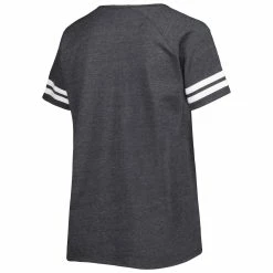Fanatics Branded Women's Heather Charcoal San Francisco 49ers Plus Size Logo Striped Raglan Notch Neck T-Shirt -Fanatics DSCO1159775098 4135 ALT3