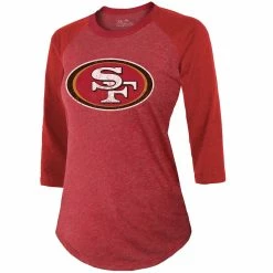 Majestic Threads Women's Threads Brock Purdy Scarlet San Francisco 49ers Name & Number Tri-Blend Raglan 3/4 Sleeve T-Shirt -Fanatics DSCO1160174101 2946 ALT2