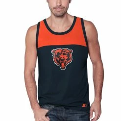Starter Men's Navy/Orange Chicago Bears Logo Down Fashion Tank Top