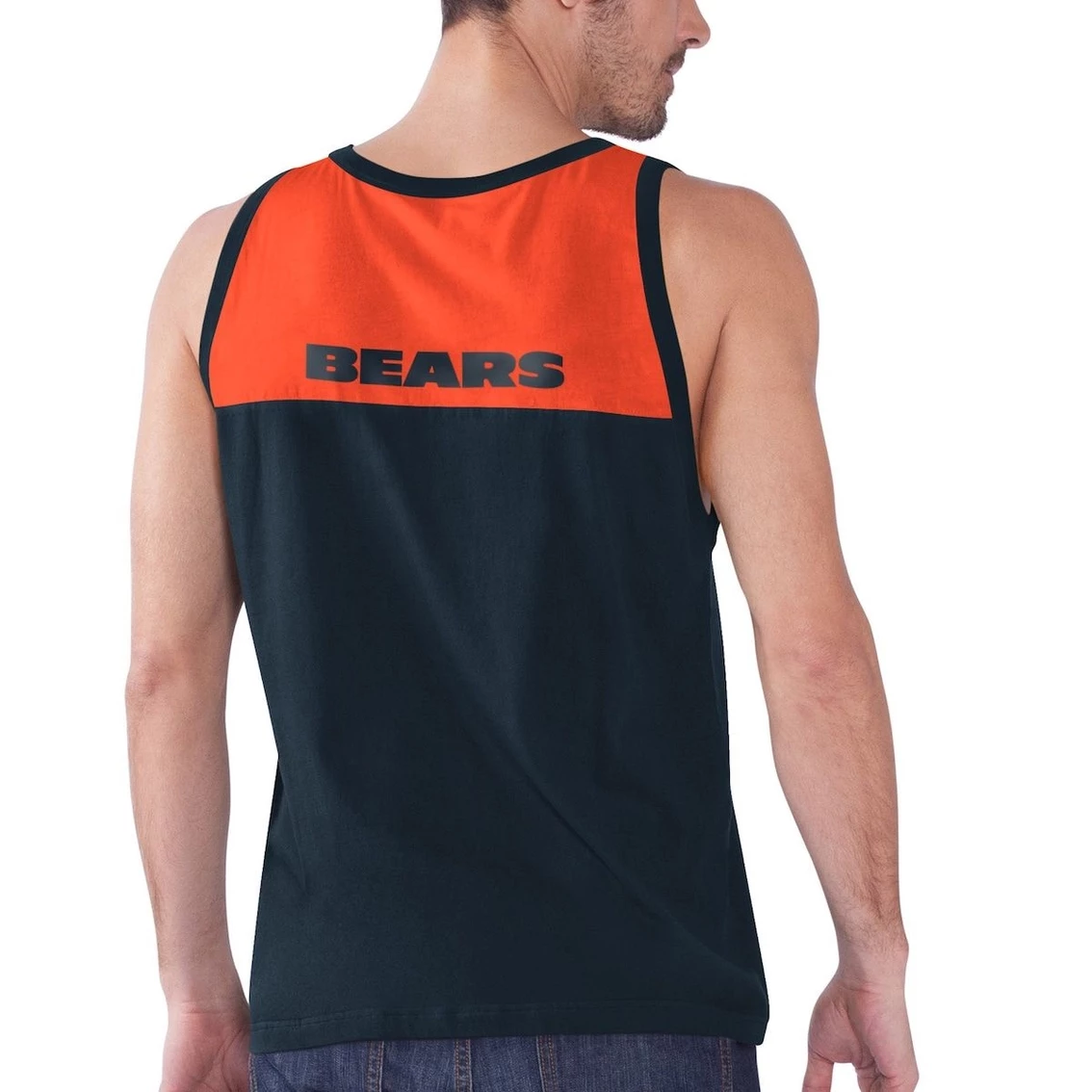 Starter Men's Navy/Orange Chicago Bears Logo Down Fashion Tank Top 5 Starter Men's Navy/Orange Chicago Bears Logo Down Fashion Tank Top - Image 3