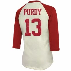 Majestic Threads Women's Threads Brock Purdy Cream/Scarlet San Francisco 49ers Player Name & Number Raglan 3/4 Sleeve T-Shirt 9 Majestic Threads Women's Threads Brock Purdy Cream/Scarlet San Francisco 49ers Player Name & Number Raglan 3/4 Sleeve T-Shirt -Fanatics DSCO1160174169 6662 ALT3