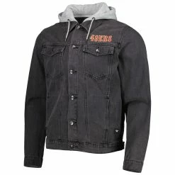 The Wild Collective Men's Black San Francisco 49ers Hooded Full-Button Denim Jacket -Fanatics DSCO1160275918 1007 ALT2
