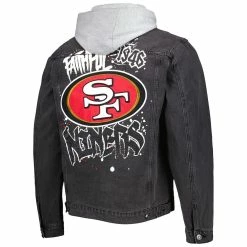 The Wild Collective Men's Black San Francisco 49ers Hooded Full-Button Denim Jacket -Fanatics DSCO1160275918 1007 ALT3