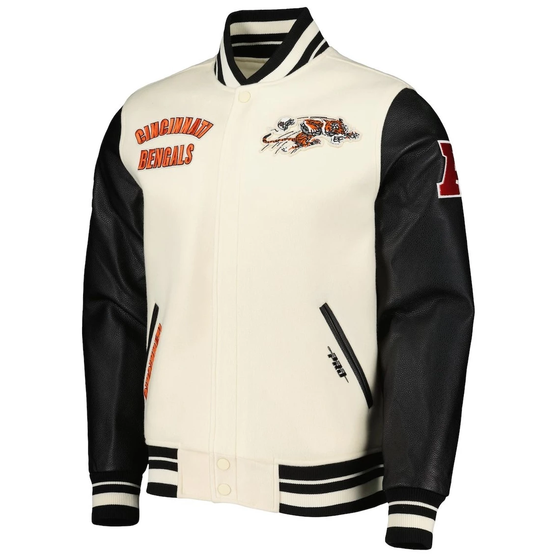 Pro Standard Men's Cream Cincinnati Bengals Retro Classic Varsity Full-Zip Jacket 5 Pro Standard Men's Cream Cincinnati Bengals Retro Classic Varsity Full-Zip Jacket - Image 3