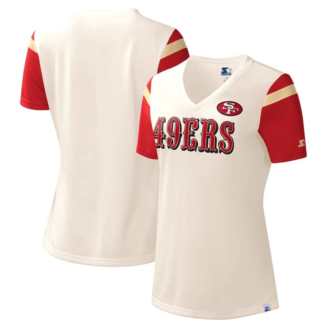 Starter Women's White San Francisco 49ers Kick Start V-Neck T-Shirt 3 Starter Women's White San Francisco 49ers Kick Start V-Neck T-Shirt