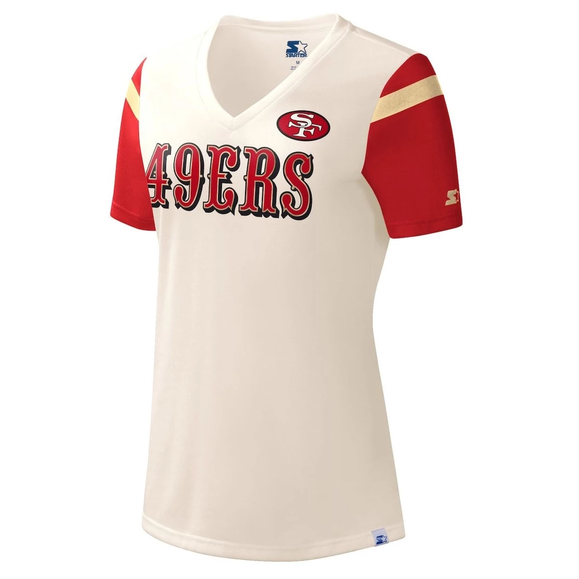 Starter Women's White San Francisco 49ers Kick Start V-Neck T-Shirt 5 Starter Women's White San Francisco 49ers Kick Start V-Neck T-Shirt - Image 3