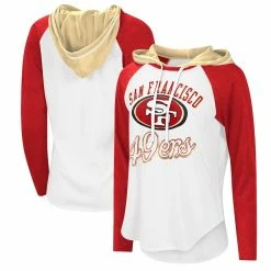 G-III 4Her By Carl Banks Women's White San Francisco 49ers MVP Raglan Hoodie Long Sleeve T-Shirt