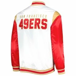 Starter Men's White San Francisco 49ers Throwback Warm Up Pitch Satin Full-Snap Varsity Jacket -Fanatics DSCO1160594293 3550 ALT3