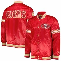 Starter Men's Scarlet San Francisco 49ers Midfield Satin Full-Snap Varsity Jacket