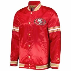 Starter Men's Scarlet San Francisco 49ers Midfield Satin Full-Snap Varsity Jacket -Fanatics DSCO1160615400 2946 ALT2
