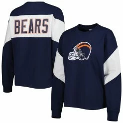Starter Women's Navy Chicago Bears Insight Crop Tri-Blend Long Sleeve T-Shirt