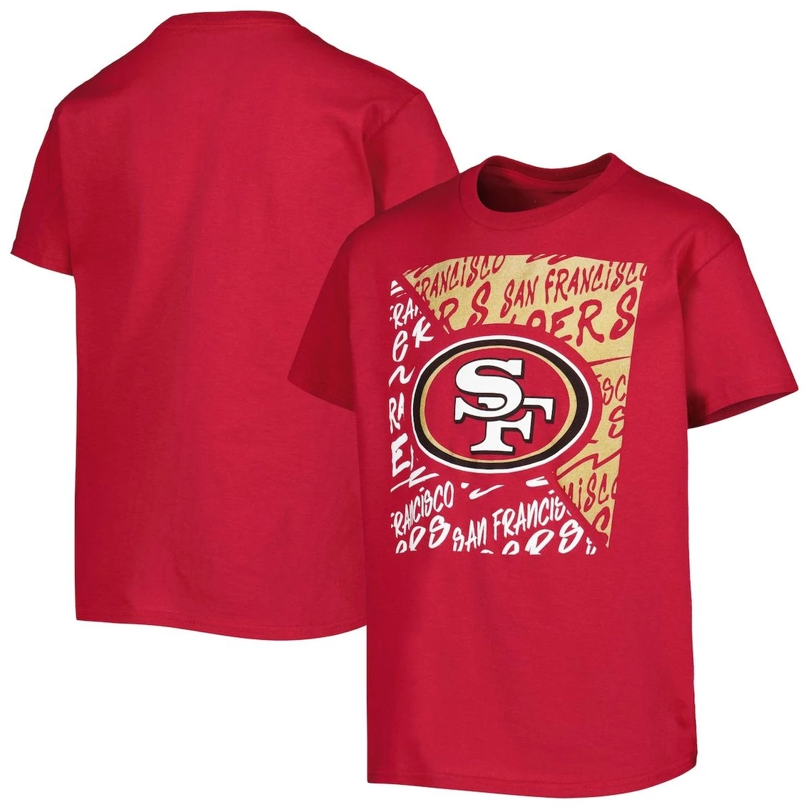 Outerstuff Youth Scarlet San Francisco 49ers Divide T-Shirt 4 Outerstuff Youth Scarlet San Francisco 49ers Divide T-Shirt - Image 2