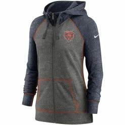 Nike Women's Heathered Charcoal/Navy Chicago Bears Gym Vintage Raglan Full-Zip Hoodie 8 Nike Women's Heathered Charcoal/Navy Chicago Bears Gym Vintage Raglan Full-Zip Hoodie -Fanatics DSCO1161585299 4135 ALT2