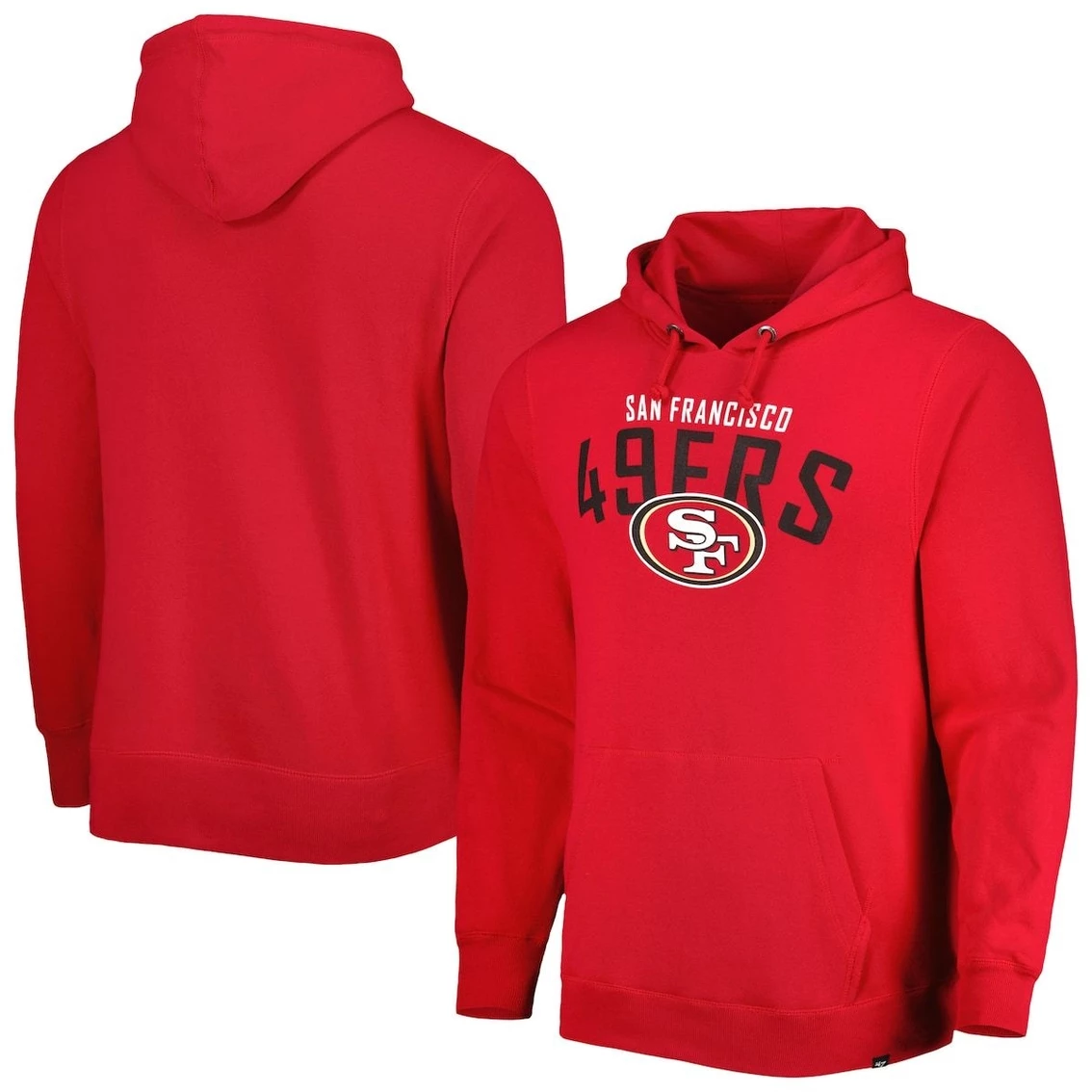 '47 Men's Scarlet San Francisco 49ers Outrush Headline Team Pullover Hoodie 3 '47 Men's Scarlet San Francisco 49ers Outrush Headline Team Pullover Hoodie
