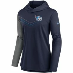 Nike Women's Navy/Heathered Charcoal Tennessee Titans Chevron Hoodie Performance Long Sleeve T-Shirt -Fanatics DSCO1161586252 1320 ALT2