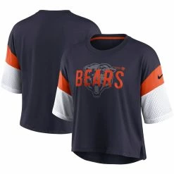 Nike Women's Navy/White Chicago Bears Nickname Tri-Blend Performance Crop Top