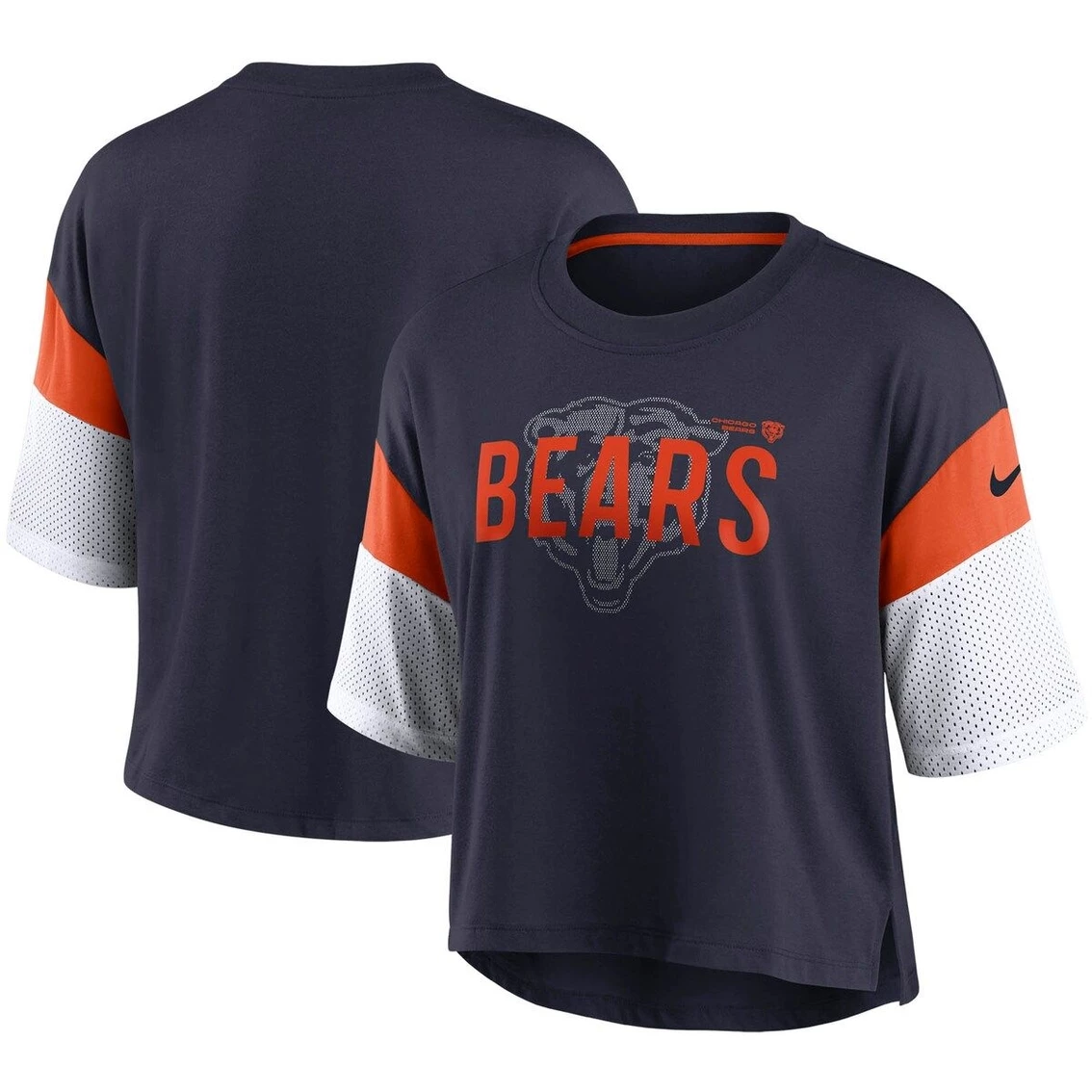 Nike Women's Navy/White Chicago Bears Nickname Tri-Blend Performance Crop Top 4 Nike Women's Navy/White Chicago Bears Nickname Tri-Blend Performance Crop Top - Image 2
