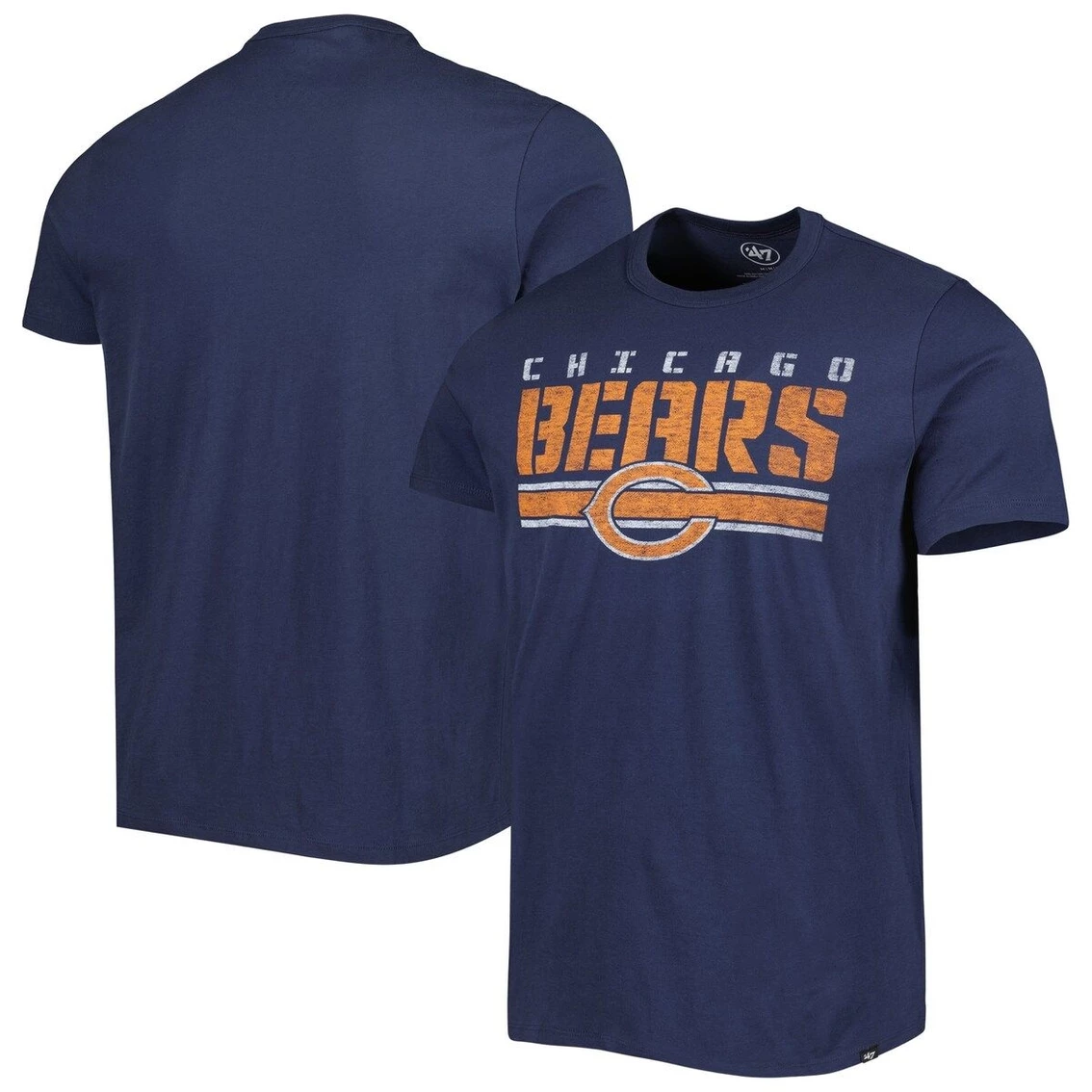 '47 Men's Navy Chicago Bears Logo Team Stripe T-Shirt 3 '47 Men's Navy Chicago Bears Logo Team Stripe T-Shirt