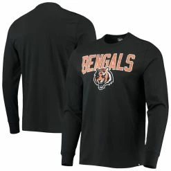 '47 Men's Black Cincinnati Bengals Throwback Lockup Slub T-Shirt