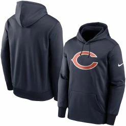 Nike Men's Navy Chicago Bears Fan Gear Primary Logo Therma Performance Pullover Hoodie