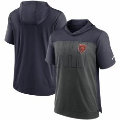 Nike Men's Heathered Charcoal/Navy Chicago Bears Performance Hoodie T-Shirt