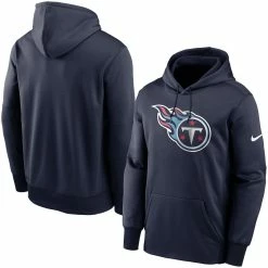 Nike Men's Navy Tennessee Titans Fan Gear Primary Logo Therma Performance Pullover Hoodie